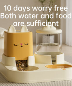 Automatic Pet Food and Water Dispenser, Gravity Pet Feeder, Dry Wet Separation Pet Bowl, Large Capacity Pet Water Dispenser, Anti-Clog Pet Feeder, Automatic Pet Water Refiller, 10-Day Pet Supplies, Cat Dog Food Water Dispenser