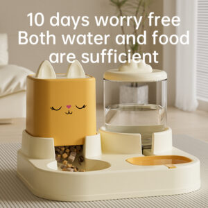 Automatic Pet Food and Water Dispenser, Gravity Pet Feeder, Dry Wet Separation Pet Bowl, Large Capacity Pet Water Dispenser, Anti-Clog Pet Feeder, Automatic Pet Water Refiller, 10-Day Pet Supplies, Cat Dog Food Water Dispenser