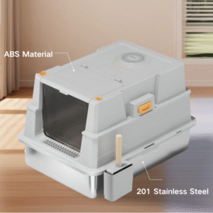 Extra-Large Enclosed Cat Litter Box with Stainless Steel Drawer