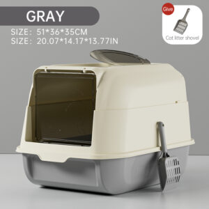 2-in-1 Enclosed/Open Top Entry Cat Litter Box