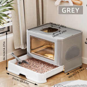 High Fence Side Entry Cat Litter Box