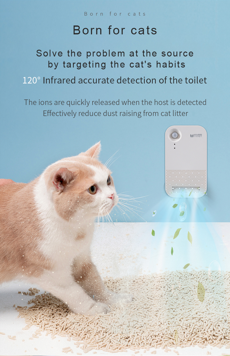 Smart Pet Odor Eliminator，Pet Deodorizer, Cat Litter Odor Remover, Active Oxygen Purifier, Negative Ion Pet Deodorizer, Wireless Pet Air Purifier, Pet Urine Odor Neutralizer, Consumables-Free Pet Deodorizer