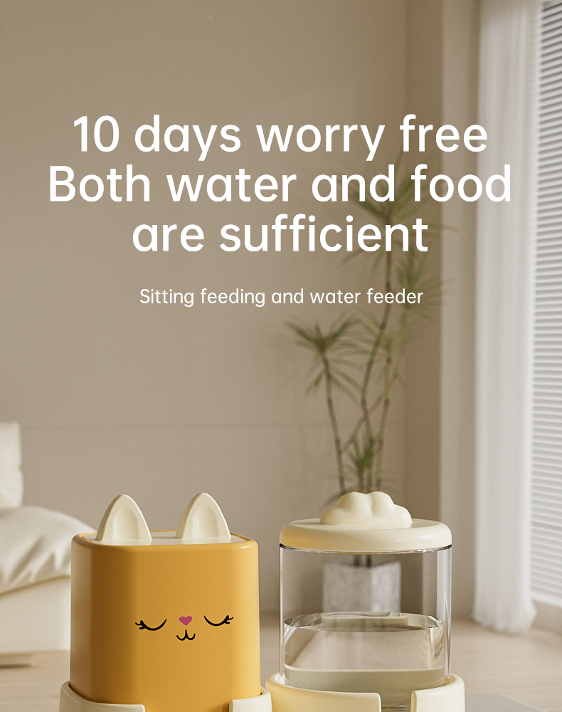 Automatic Pet Food and Water Dispenser, Gravity Pet Feeder, Dry Wet Separation Pet Bowl, Large Capacity Pet Water Dispenser, Anti-Clog Pet Feeder, Automatic Pet Water Refiller, 10-Day Pet Supplies, Cat Dog Food Water Dispenser