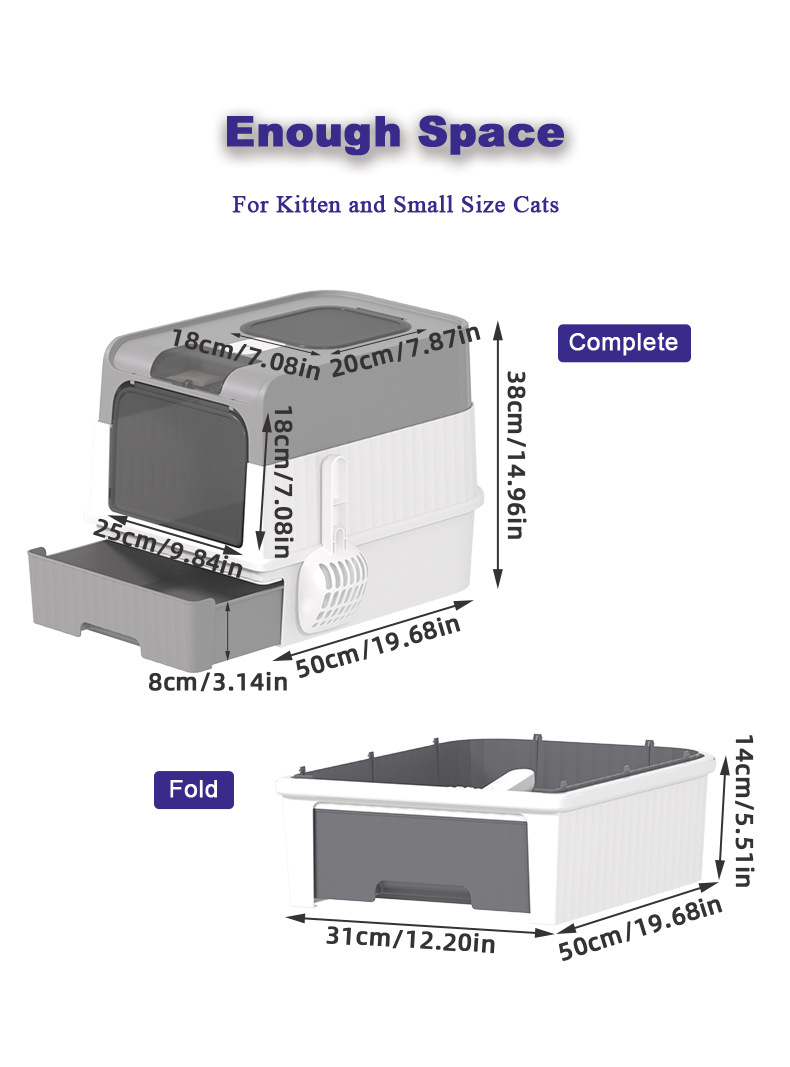 Enclosed Easy Clean Cat Litter Box Enclosed Cat Litter Box with High Sides Easy Clean No Spill Cat Litter Box Covered Cat Litter Box to Prevent Litter Scatter