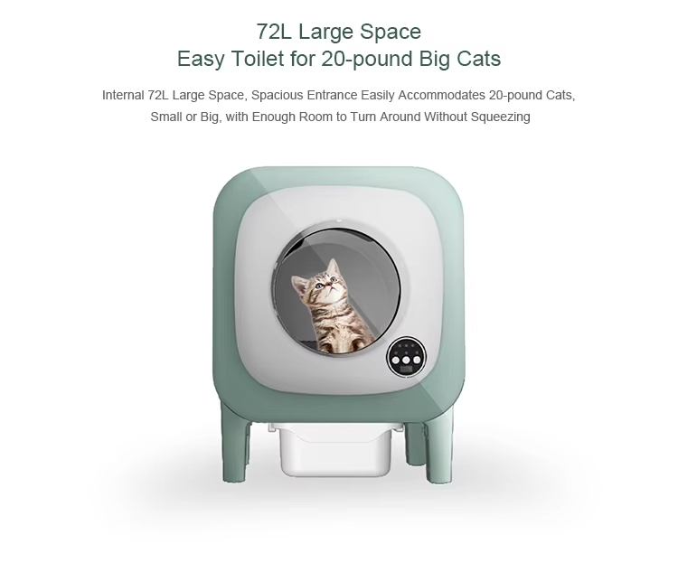 Self-Cleaning Cat Litter Box, Smart Cat Litter Box, Automatic Cat Litter Box, Cat Litter Box with Camera, WiFi Litter Box, 72L Litter Box, Large Capacity Litter Box, Square Cat Litter Box, Cat Video Monitoring, Pet Cleaning, Cat Toilet