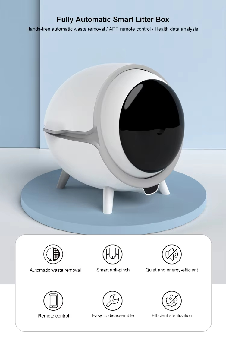 Automatic Cat Litter Box, Intelligent Cat Litter Box, Self-Cleaning Litter Box, Large Capacity Litter Box, Open Design Litter Box, Cat Health Management, Round Cat Litter Box, APP Control Litter Box, Low Power Litter Box, Pet Cleaning, Cat Toilet