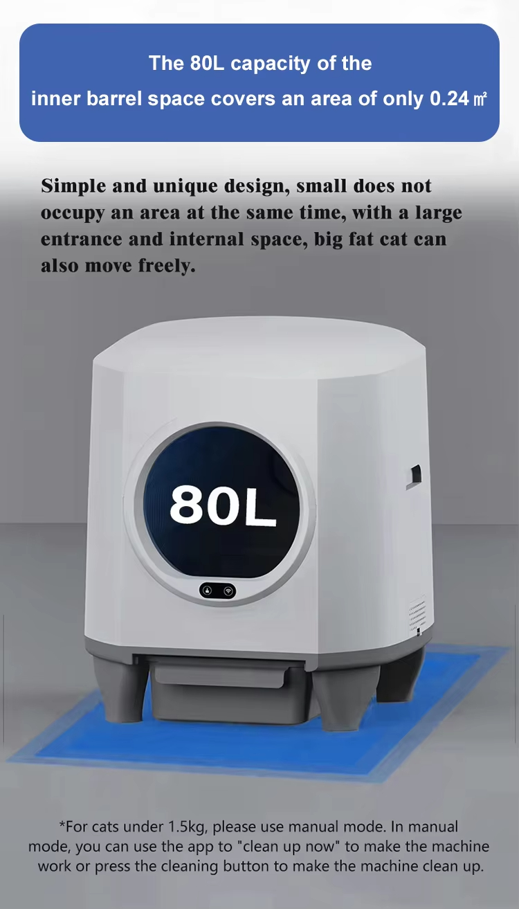 Intelligent Automatic Cat Litter Box, Self-Cleaning Litter Box, APP Health Monitor, Odor Removal Litter Box, 80L Litter Box, Large Capacity Litter Box, Multi-Cat Household Litter Box, Pet Cleaning Device, Square Cat Litter Box, Smart Cat Toilet, High-Precision Sensor Litter Box, Multi-Language Litter Box