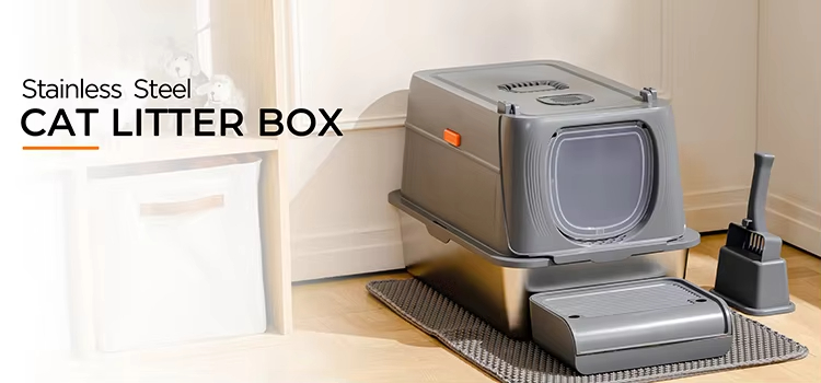 Stainless Steel Litter Box - 100L Large, 100L Cat Litter Box, Extra Large Litter Box, Top Entry Litter Box, Drawer Type Litter Box, Easy Clean Litter Box, Anti-Tracking Litter Box, Leak-Proof Litter Box, Non-Stick Litter Box, CPC104054, Multi-Cat Household Litter Box, Large Cat Litter Box