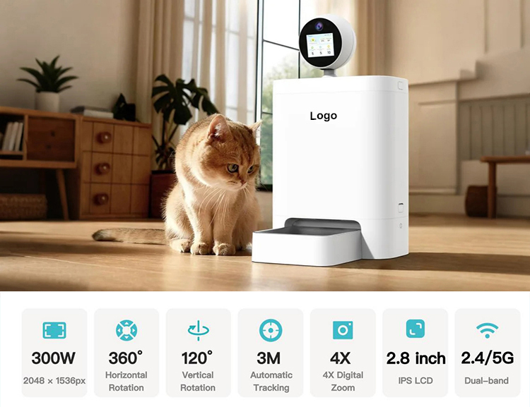 AI Smart Pet Feeder，Pet Feeder with Camera, Automatic Pet Feeder, 360° View Pet Camera, Pet Feeder with AI, Dual-Band WiFi Pet Feeder, Smart Food Dispenser