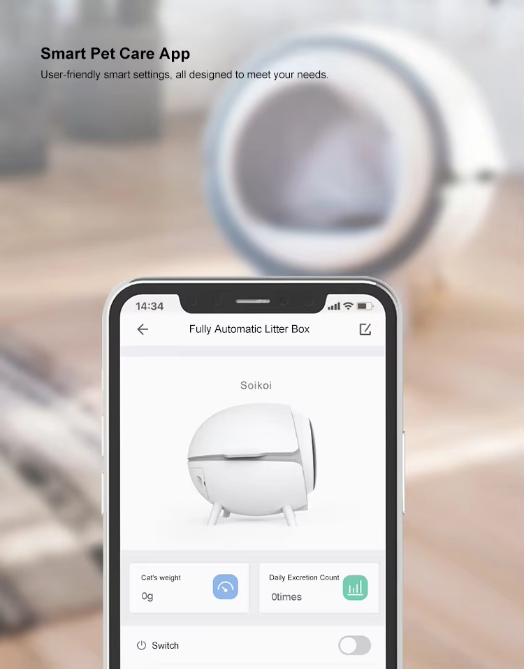 Automatic Cat Litter Box, Intelligent Cat Litter Box, Self-Cleaning Litter Box, Large Capacity Litter Box, Open Design Litter Box, Cat Health Management, Round Cat Litter Box, APP Control Litter Box, Low Power Litter Box, Pet Cleaning, Cat Toilet