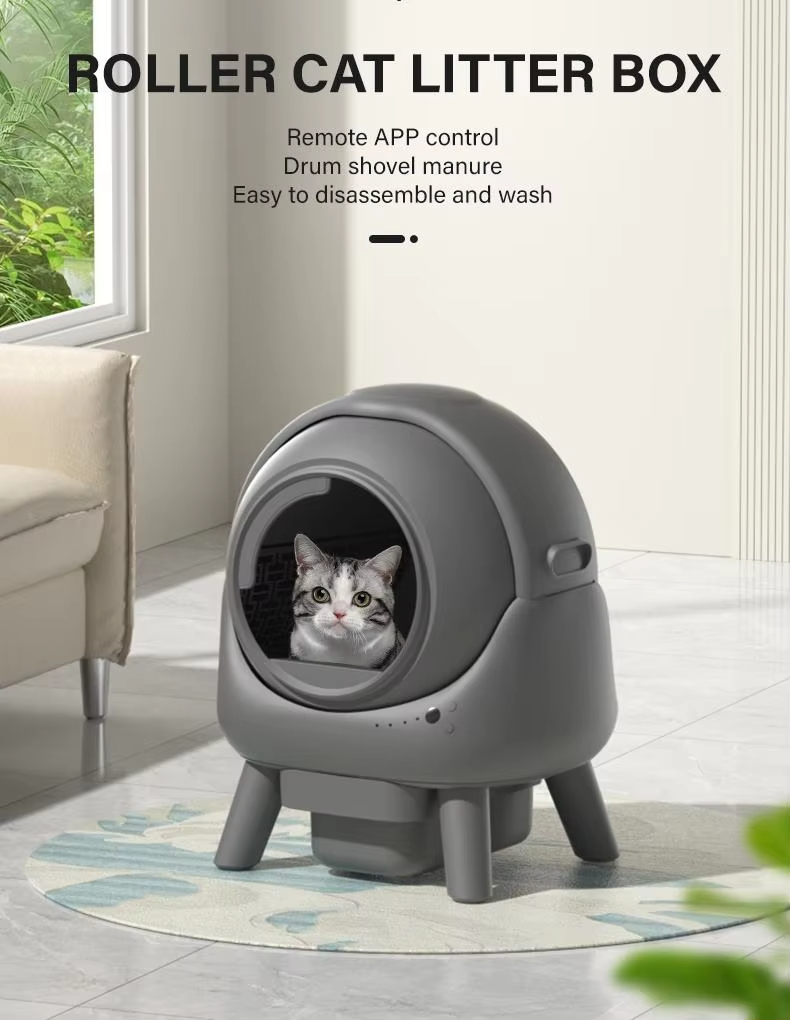 Automatic Cat Litter Box, Smart Cat Litter Box, Self-Cleaning Litter Box, Large Capacity Litter Box, Odor Removal Litter Box, APP Health Monitoring Litter Box, Round Cat Litter Box, Multi-Safety Litter Box, Easy Clean Litter Box, Pet Cleaning, Cat Toilet