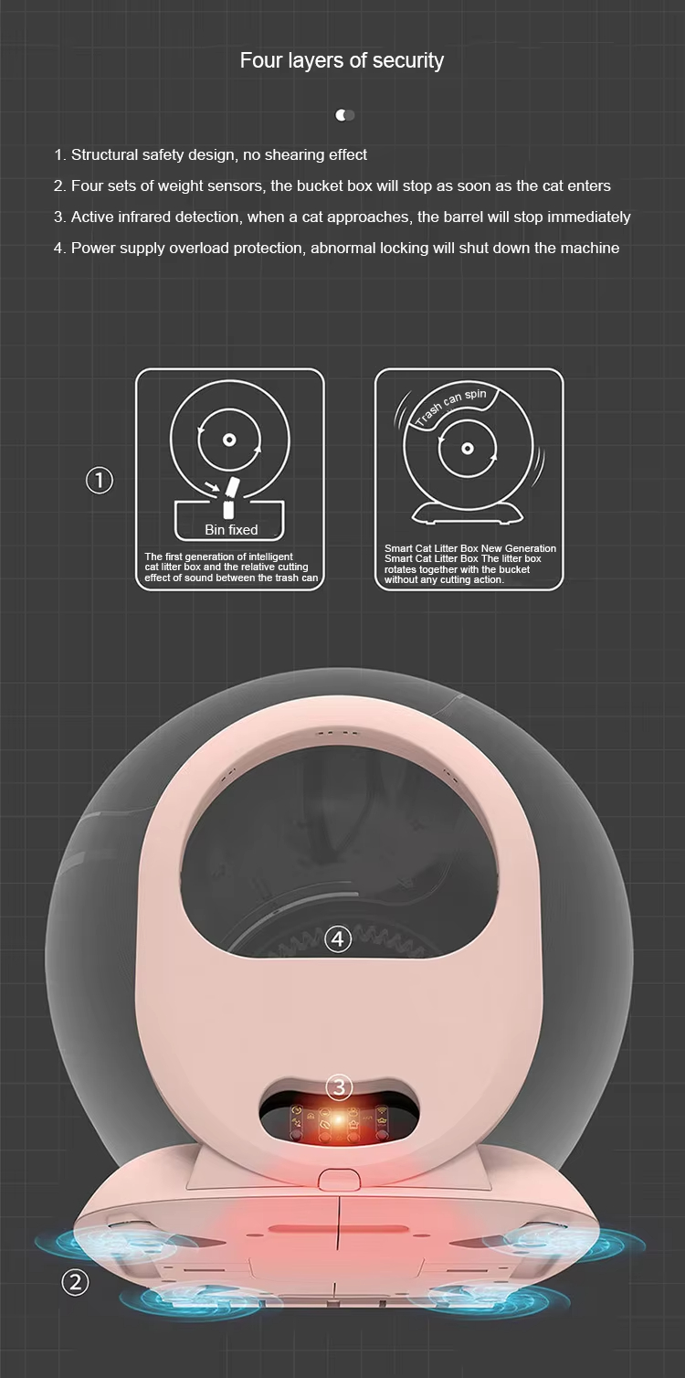 Intelligent Automatic Cat Litter Box, Automatic Cat Litter Box, Self-Cleaning Litter Box, Large Capacity Litter Box, Enclosed Litter Box, APP Controlled Litter Box, Health Monitoring Litter Box, Odor Removal Litter Box, Multi-Safety Litter Box, Washable Litter Box, Pet Cleaning, Cat Toilet