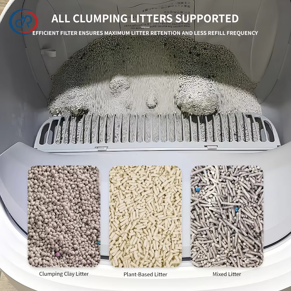 Smart Self-Cleaning Cat Litter Box, Automatic Cleaning Litter Box, 65L Litter Box, Quiet Cat Litter Box, Odor Control Litter Box, Cat Health Monitoring, Safety Cat Litter Box, Pet Waste Cleaning, Cat Toilet, Round Cat Litter Box, APP Control Litter Box