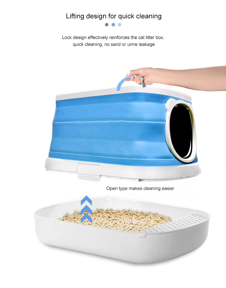 Foldable Drawer Cat Litter Box, Drawer Cat Litter Box, Top Entry Litter Box, Anti-Tracking Litter Box, Easy Clean Litter Box, Portable Cat Litter Box, Eco-Friendly Litter Box, Cat Toilet, Enclosed Litter Box
