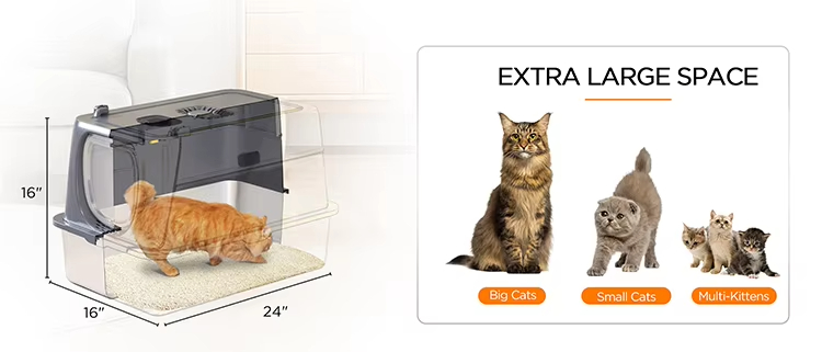 Stainless Steel Litter Box - 100L Large, 100L Cat Litter Box, Extra Large Litter Box, Top Entry Litter Box, Drawer Type Litter Box, Easy Clean Litter Box, Anti-Tracking Litter Box, Leak-Proof Litter Box, Non-Stick Litter Box, CPC104054, Multi-Cat Household Litter Box, Large Cat Litter Box