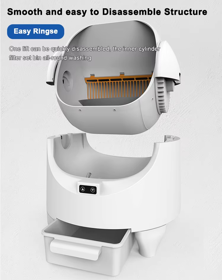 Automatic Cat Litter Box, Self-Cleaning Litter Box, Large Capacity Litter Box, Open Cabin Litter Box, APP Health Monitoring Litter Box, Odor Removal Litter Box, Multi-Safety Litter Box, Easy Install Litter Box, Square Cat Litter Box, Pet Cleaning, Cat Toilet