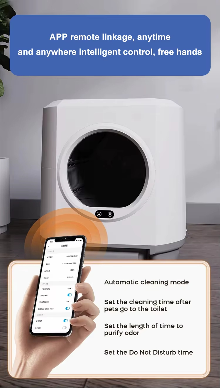 Intelligent Automatic Cat Litter Box, Self-Cleaning Litter Box, APP Health Monitor, Odor Removal Litter Box, 80L Litter Box, Large Capacity Litter Box, Multi-Cat Household Litter Box, Pet Cleaning Device, Square Cat Litter Box, Smart Cat Toilet, High-Precision Sensor Litter Box, Multi-Language Litter Box