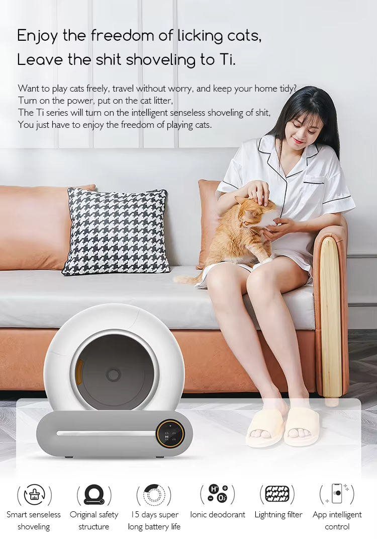 Intelligent Self-Cleaning Cat Litter Box, Automatic Cat Litter Box, Odor Removal Litter Box, APP Controlled Litter Box, Large Capacity Litter Box, Quiet Litter Box, Round Cat Litter Box, Cat Health Management, Pet Cleaning, Cat Toilet
