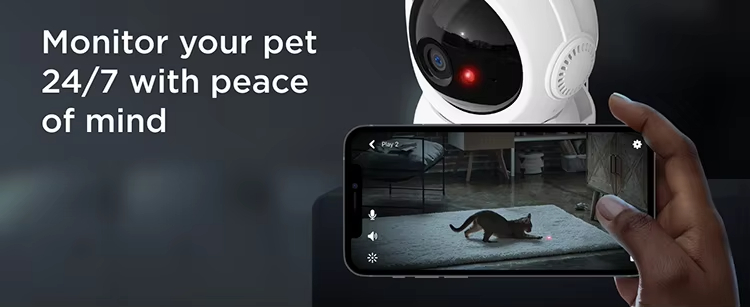 Interactive Pet Camera, Pet Camera with Laser Toy, 360° Dog Camera, Smart Cat Toy, Two-Way Audio Pet Monitor, WiFi Pet Camera, Remote Play Pet Camera