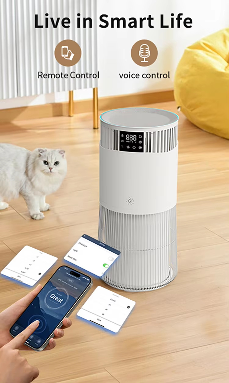 Home Air Purifier, Pet Air Purifier, Large Room Air Purifier, H13 HEPA Air Purifier, Pet Odor Remover, Smoke Pollen Remover, Ultra-Quiet Air Purifier, Double-Sided Filtration, 4-Stage Filtration Air Purifier, PM2.5 Display, 99.99% Sterilization, Smart Home Appliance