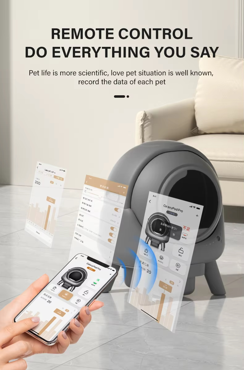 Automatic Cat Litter Box, Smart Cat Litter Box, Self-Cleaning Litter Box, Large Capacity Litter Box, Odor Removal Litter Box, APP Health Monitoring Litter Box, Round Cat Litter Box, Multi-Safety Litter Box, Easy Clean Litter Box, Pet Cleaning, Cat Toilet