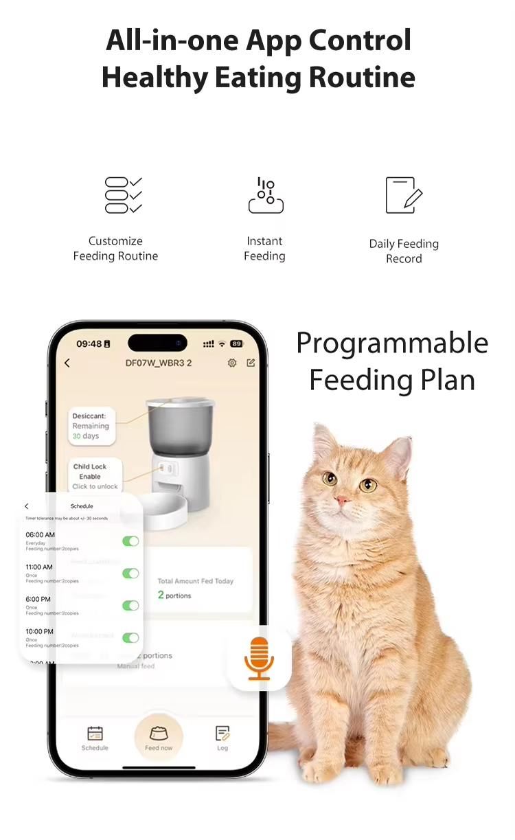 Automatic Pet Feeder, Timed Cat Feeder, Smart Pet Feeder, WiFi Pet Feeder, Portion Control Feeder, Pet Feeder with Camera, Anti-Clog Feeder