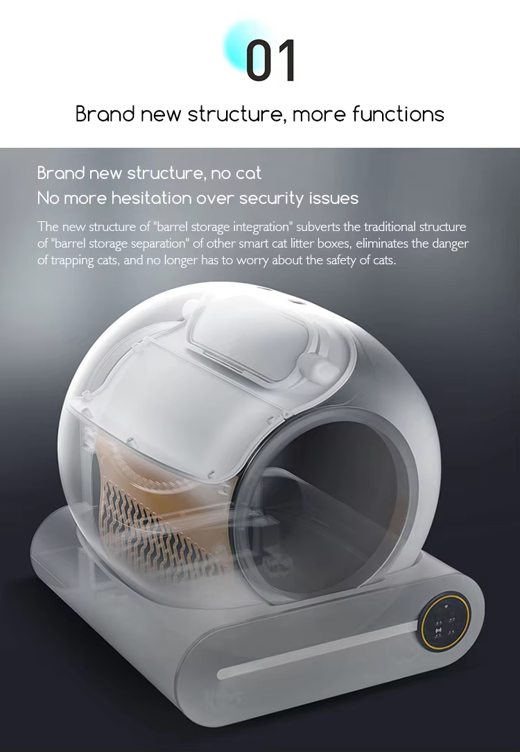 Intelligent Self-Cleaning Cat Litter Box, Automatic Cat Litter Box, Odor Removal Litter Box, APP Controlled Litter Box, Large Capacity Litter Box, Quiet Litter Box, Round Cat Litter Box, Cat Health Management, Pet Cleaning, Cat Toilet