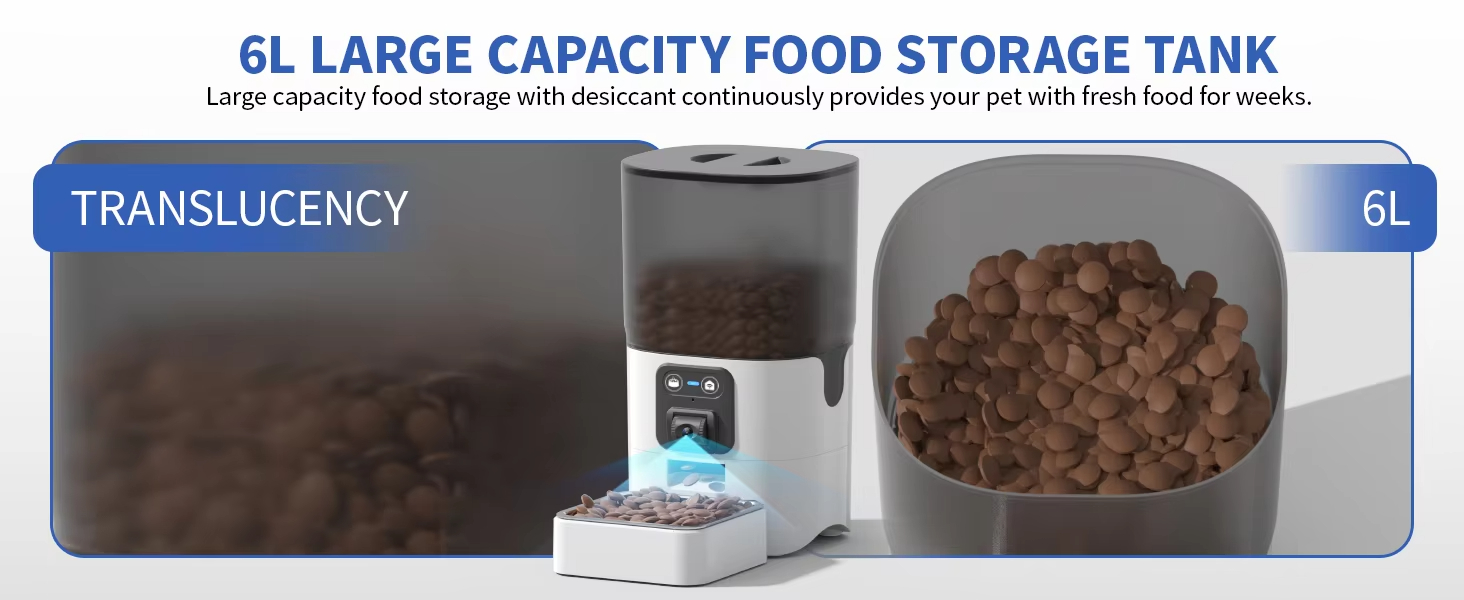 Pet Feeder with Camera, Smart Pet Feeder, Automatic Cat Feeder, WiFi Pet Camera, Remote Pet Feeder, Timed Food Dispenser, Adjustable Angle Camera