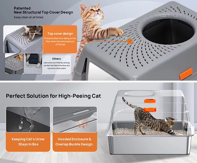 Stainless Steel Litter Box - 100L Large, 100L Cat Litter Box, Extra Large Litter Box, Top Entry Litter Box, Drawer Type Litter Box, Easy Clean Litter Box, Anti-Tracking Litter Box, Leak-Proof Litter Box, Non-Stick Litter Box, CPC104054, Multi-Cat Household Litter Box, Large Cat Litter Box