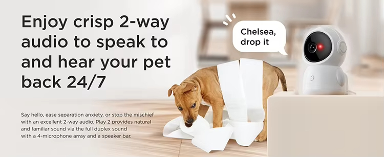 Interactive Pet Camera, Pet Camera with Laser Toy, 360° Dog Camera, Smart Cat Toy, Two-Way Audio Pet Monitor, WiFi Pet Camera, Remote Play Pet Camera