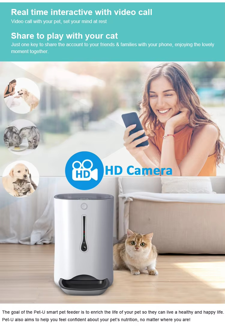 WiFi Pet Feeder with Camera, Smart Pet Feeder, Automatic Food Dispenser, Pet Camera with Audio, Timed Pet Feeder, Portion Control Feeder, Tuya Smart Pet Feeder