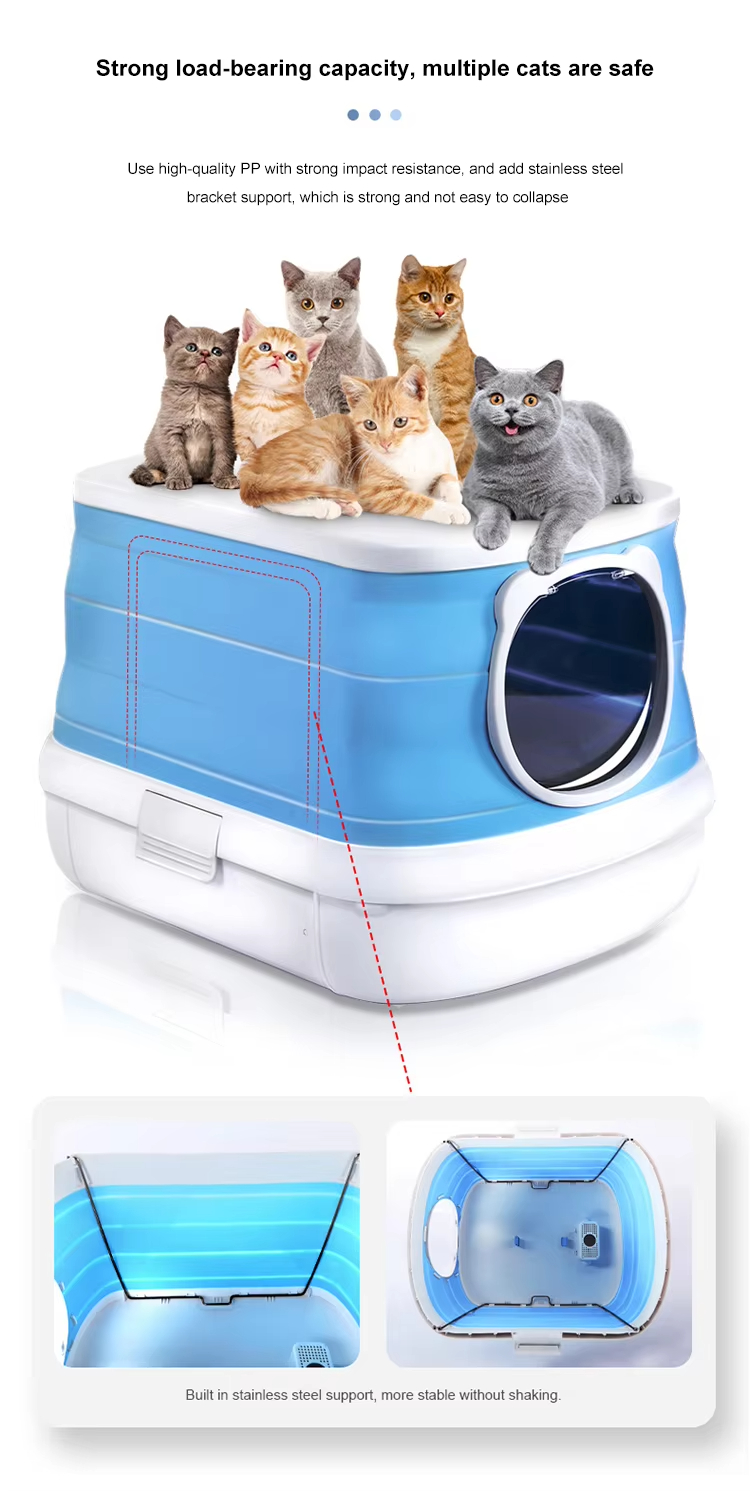 Foldable Drawer Cat Litter Box, Drawer Cat Litter Box, Top Entry Litter Box, Anti-Tracking Litter Box, Easy Clean Litter Box, Portable Cat Litter Box, Eco-Friendly Litter Box, Cat Toilet, Enclosed Litter Box