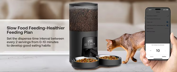 Automatic Pet Feeder, Smart Pet Feeder, Timed Cat Feeder, Portion Control Feeder, Pet Feeder with App, Slow Feeder for Dogs, Dual Power Pet Feeder
