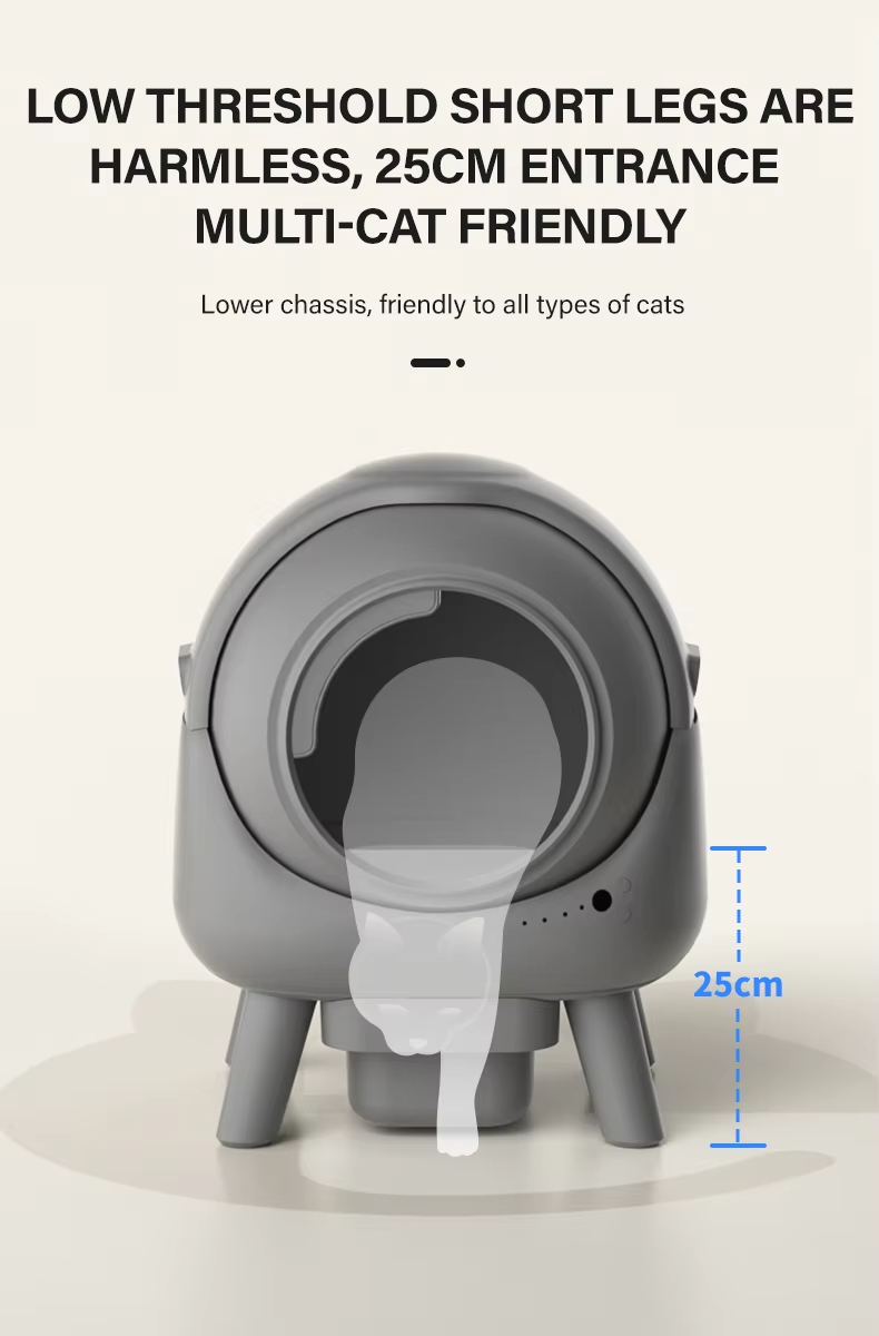 Automatic Cat Litter Box, Smart Cat Litter Box, Self-Cleaning Litter Box, Large Capacity Litter Box, Odor Removal Litter Box, APP Health Monitoring Litter Box, Round Cat Litter Box, Multi-Safety Litter Box, Easy Clean Litter Box, Pet Cleaning, Cat Toilet