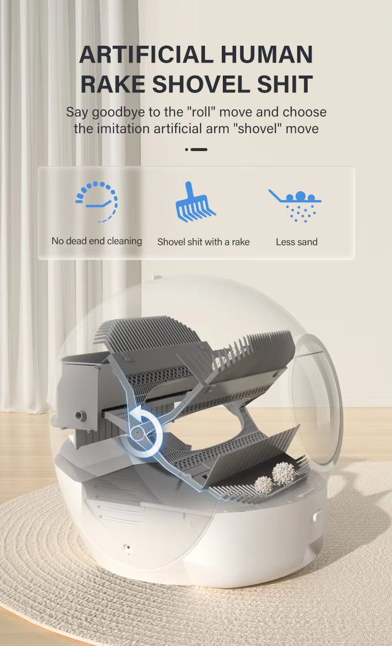 Automatic Cat Litter Box, Smart Cat Litter Box, Self-Cleaning Litter Box, WiFi Controlled Litter Box, Odor Removal Litter Box, 65L Litter Box, Large Capacity Litter Box, Round Cat Litter Box, Multi-Cat Household Litter Box, Pet Cleaning, Automatic Cat Toilet