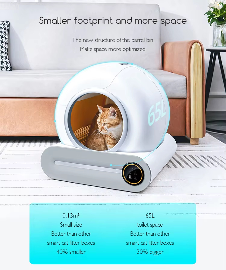 Intelligent Self-Cleaning Cat Litter Box, Automatic Cat Litter Box, Odor Removal Litter Box, APP Controlled Litter Box, Large Capacity Litter Box, Quiet Litter Box, Round Cat Litter Box, Cat Health Management, Pet Cleaning, Cat Toilet
