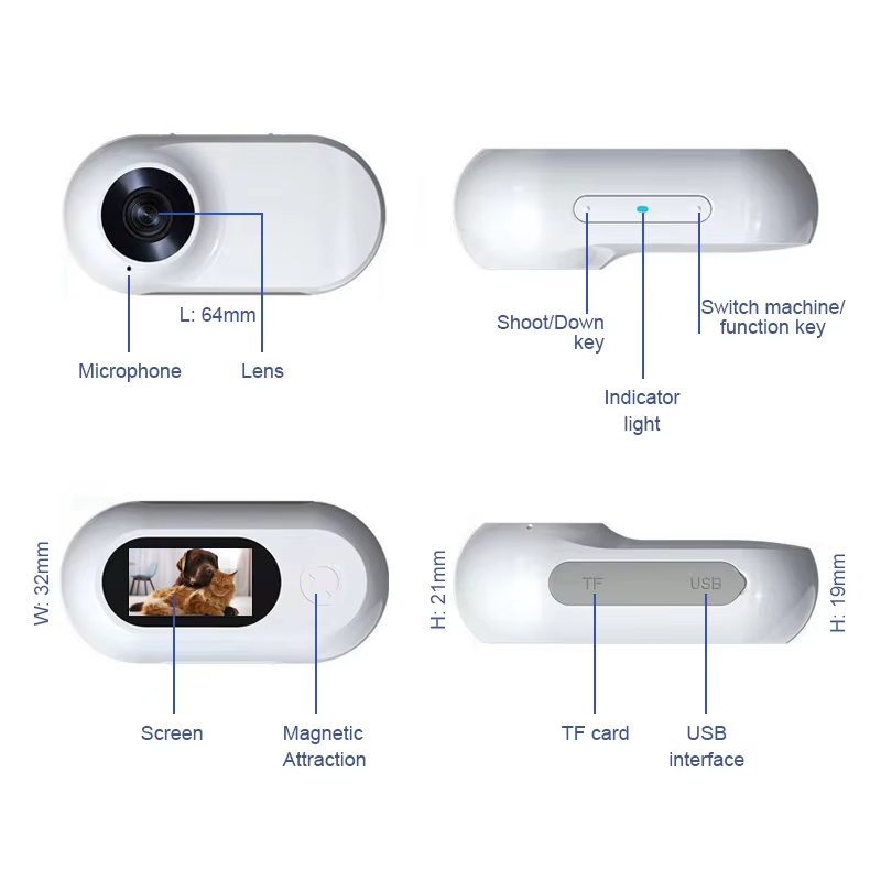 Wearable Mini Camera, Pet Camera Collar, Clip-On Action Camera, Life Logging Camera, Lightweight Body Cam, Waterproof Mini Camera, First-Person View Camera
