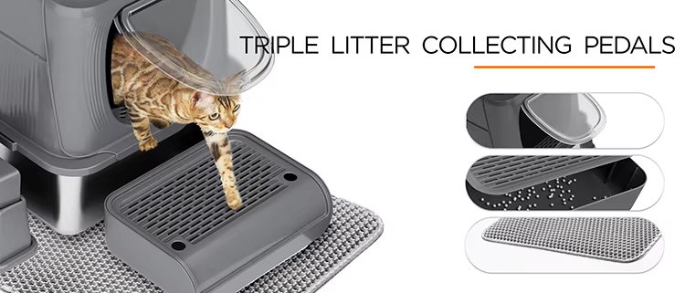 Stainless Steel Litter Box - 100L Large, 100L Cat Litter Box, Extra Large Litter Box, Top Entry Litter Box, Drawer Type Litter Box, Easy Clean Litter Box, Anti-Tracking Litter Box, Leak-Proof Litter Box, Non-Stick Litter Box, CPC104054, Multi-Cat Household Litter Box, Large Cat Litter Box