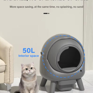 Automatic Cat Litter Box - 50L Smart, APP Health Monitor, Odor Removal, Safe