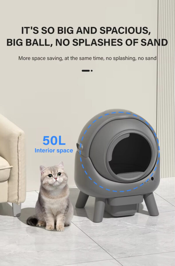 Automatic Cat Litter Box, Smart Cat Litter Box, Self-Cleaning Litter Box, Large Capacity Litter Box, Odor Removal Litter Box, APP Health Monitoring Litter Box, Round Cat Litter Box, Multi-Safety Litter Box, Easy Clean Litter Box, Pet Cleaning, Cat Toilet