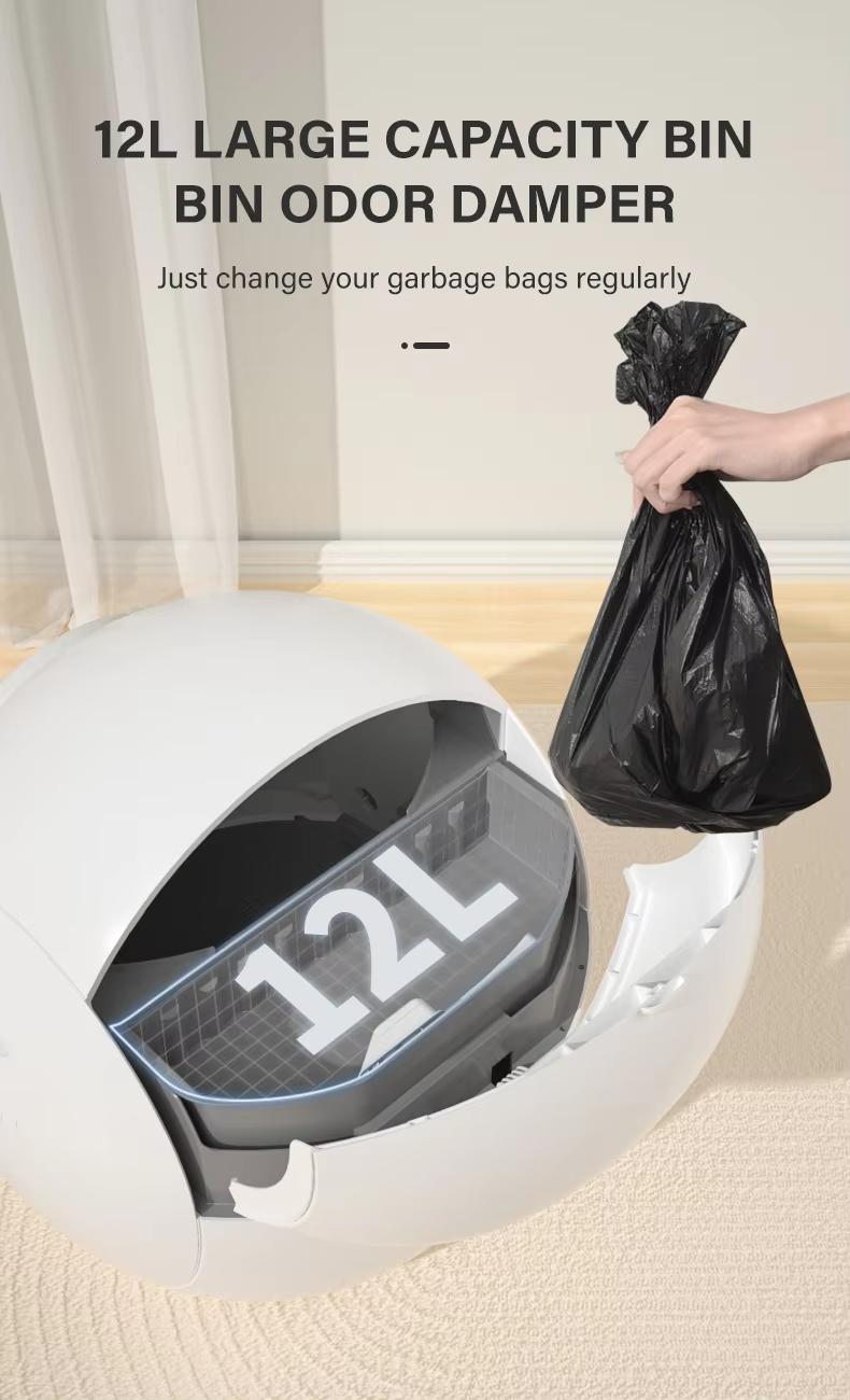 Automatic Cat Litter Box, Smart Cat Litter Box, Self-Cleaning Litter Box, WiFi Controlled Litter Box, Odor Removal Litter Box, 65L Litter Box, Large Capacity Litter Box, Round Cat Litter Box, Multi-Cat Household Litter Box, Pet Cleaning, Automatic Cat Toilet
