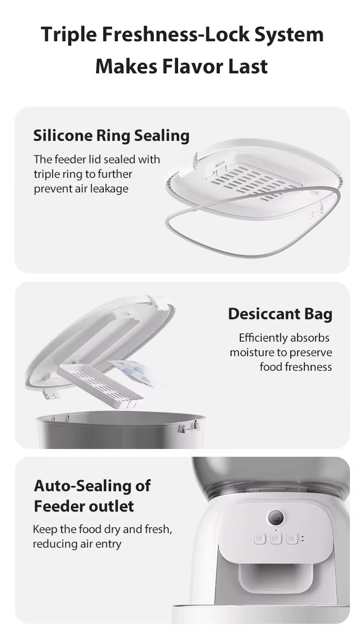 Automatic Pet Feeder, Timed Cat Feeder, Smart Pet Feeder, WiFi Pet Feeder, Portion Control Feeder, Pet Feeder with Camera, Anti-Clog Feeder