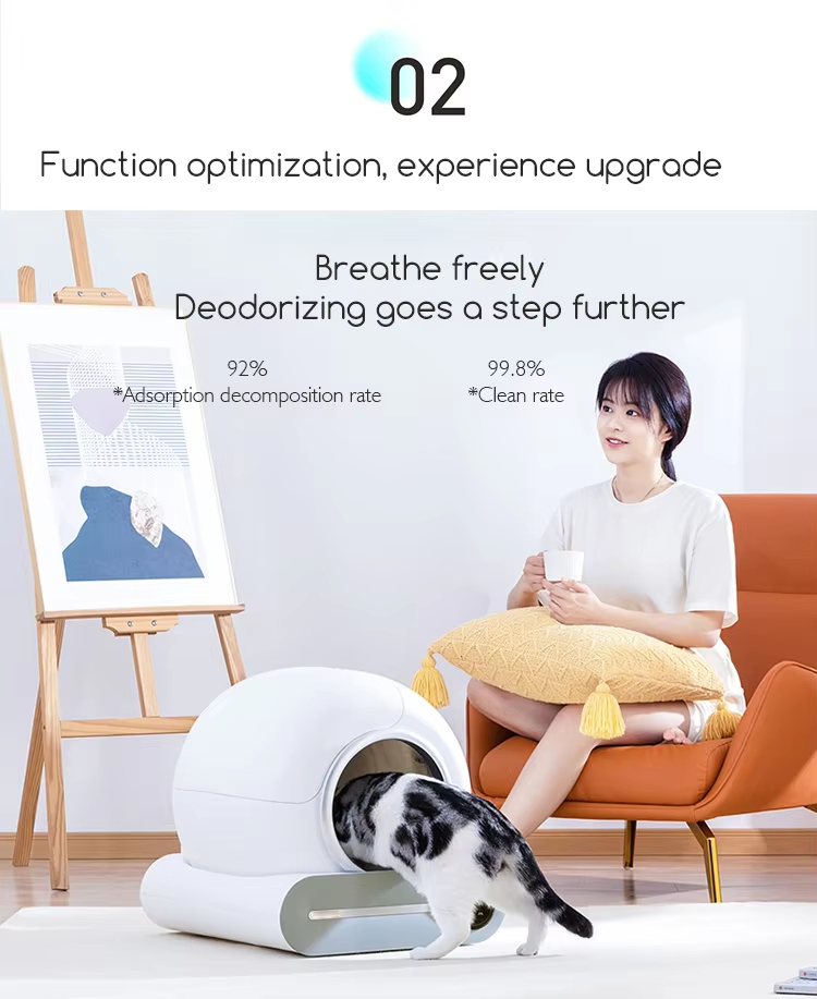 Intelligent Self-Cleaning Cat Litter Box, Automatic Cat Litter Box, Odor Removal Litter Box, APP Controlled Litter Box, Large Capacity Litter Box, Quiet Litter Box, Round Cat Litter Box, Cat Health Management, Pet Cleaning, Cat Toilet