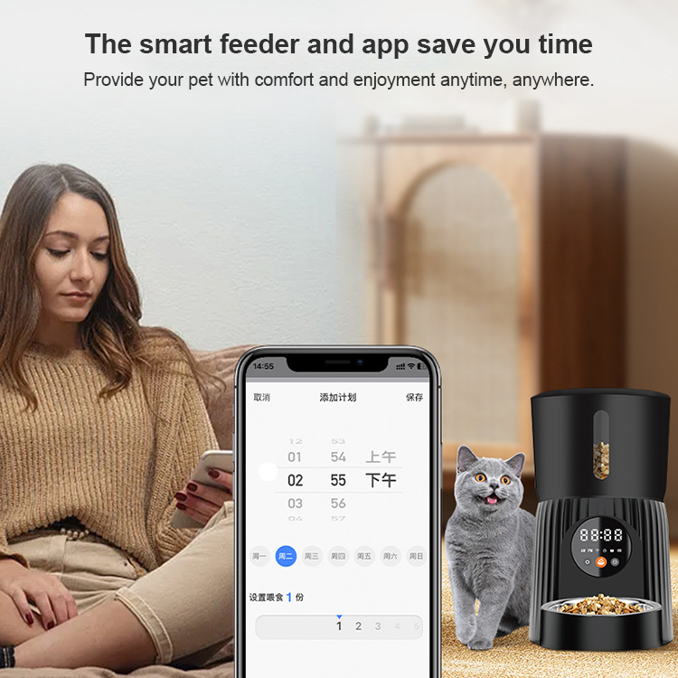 Smart Pet Feeder, Automatic Cat Feeder, WiFi Pet Feeder, Timed Food Dispenser, Portion Control Feeder, Pet Feeder with App, Slow Feeder