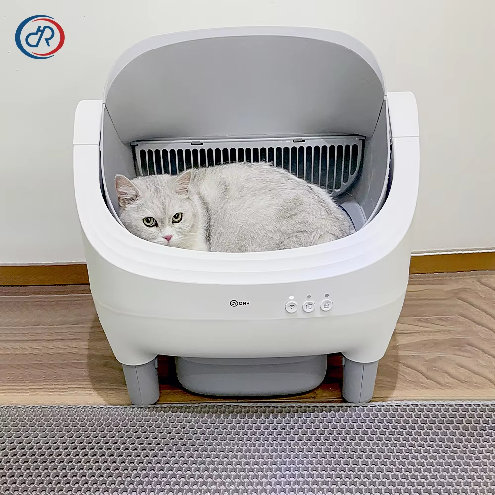 Smart Self-Cleaning Cat Litter Box, Automatic Cleaning Litter Box, 65L Litter Box, Quiet Cat Litter Box, Odor Control Litter Box, Cat Health Monitoring, Safety Cat Litter Box, Pet Waste Cleaning, Cat Toilet, Round Cat Litter Box, APP Control Litter Box