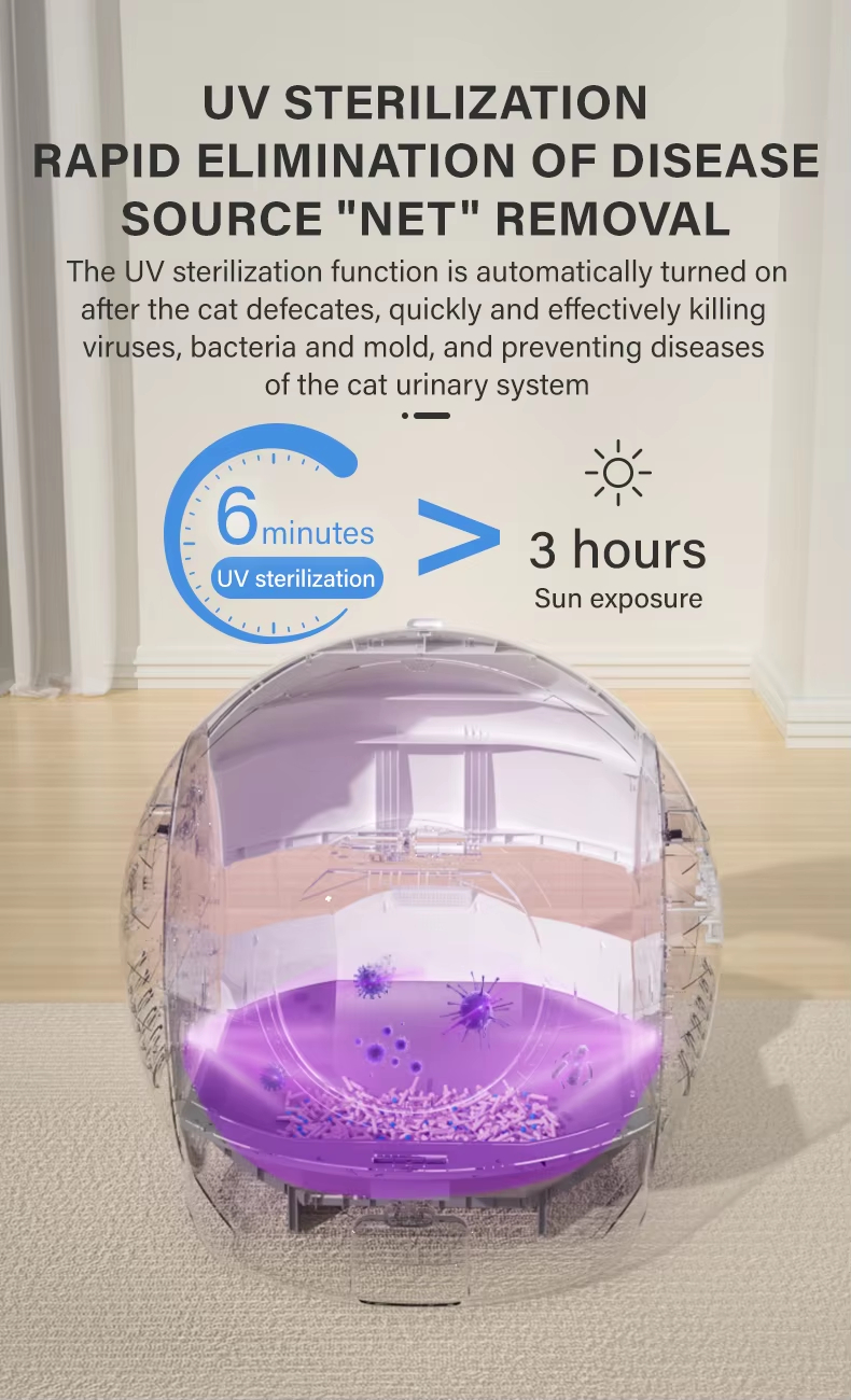 Automatic Cat Litter Box, Smart Cat Litter Box, Self-Cleaning Litter Box, WiFi Controlled Litter Box, Odor Removal Litter Box, 65L Litter Box, Large Capacity Litter Box, Round Cat Litter Box, Multi-Cat Household Litter Box, Pet Cleaning, Automatic Cat Toilet