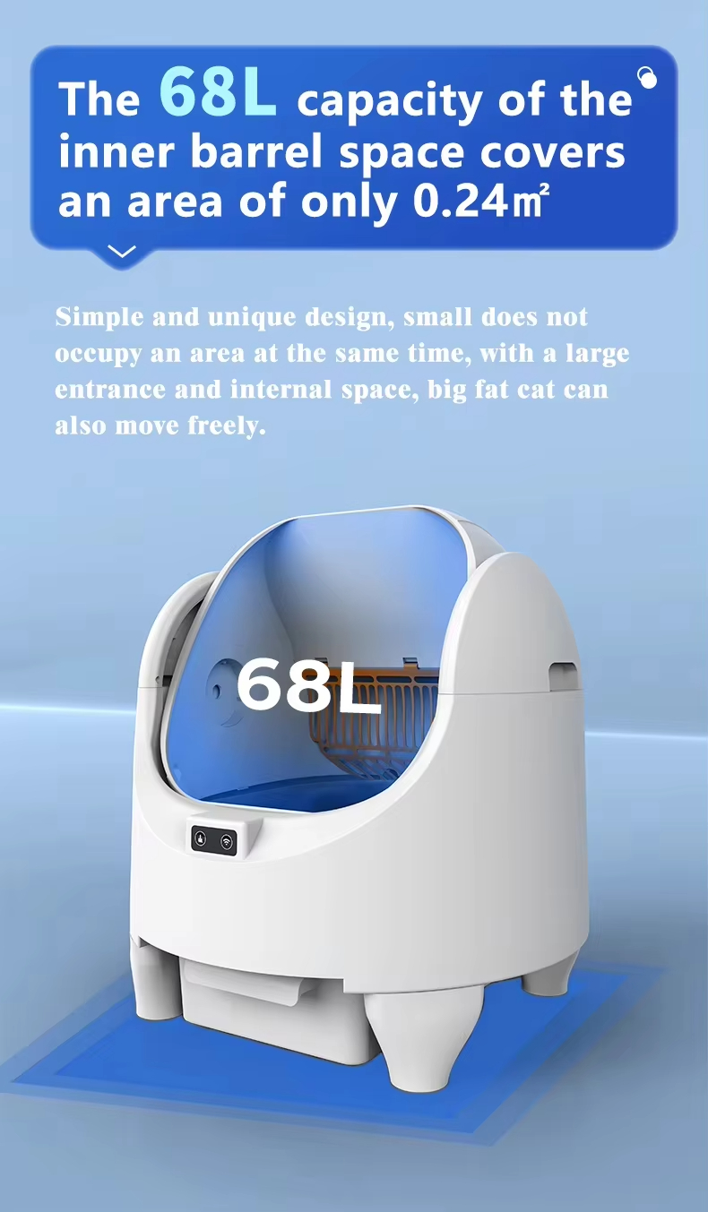 Automatic Cat Litter Box, Self-Cleaning Litter Box, Large Capacity Litter Box, Open Cabin Litter Box, APP Health Monitoring Litter Box, Odor Removal Litter Box, Multi-Safety Litter Box, Easy Install Litter Box, Square Cat Litter Box, Pet Cleaning, Cat Toilet