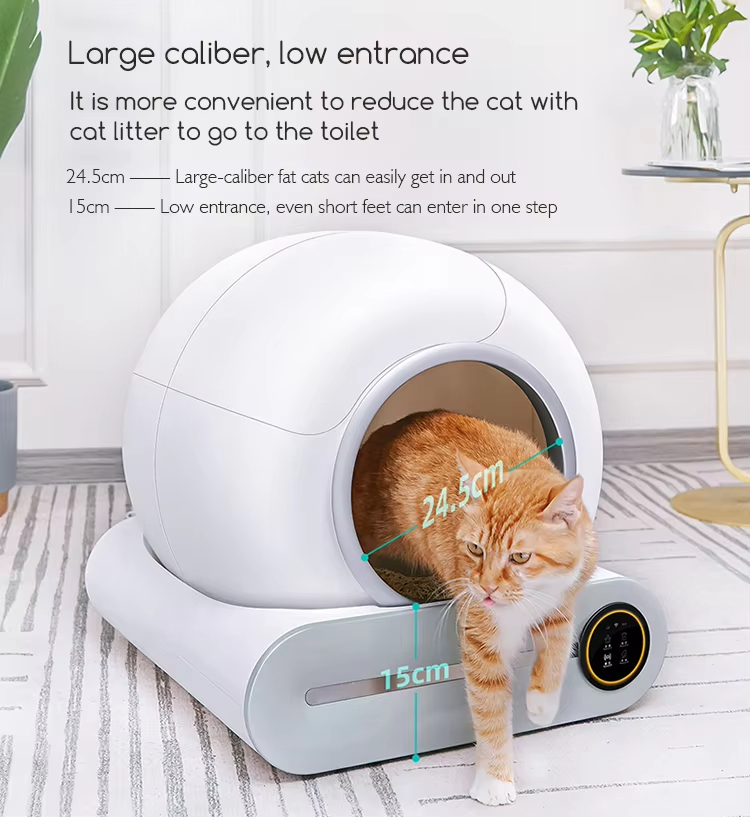 Intelligent Self-Cleaning Cat Litter Box, Automatic Cat Litter Box, Odor Removal Litter Box, APP Controlled Litter Box, Large Capacity Litter Box, Quiet Litter Box, Round Cat Litter Box, Cat Health Management, Pet Cleaning, Cat Toilet