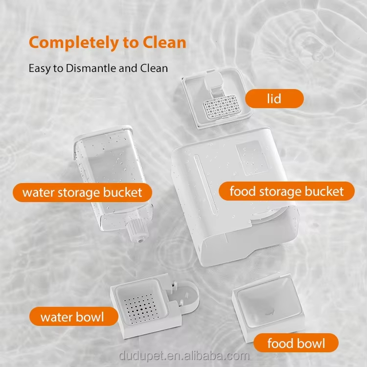 Pet Feeder and Water Dispenser, Automatic Pet Feeder with Camera, Smart Cat Feeder, Gravity Water Dispenser, 2-in-1 Pet Feeder, App Controlled Feeder, Timed Food Dispenser