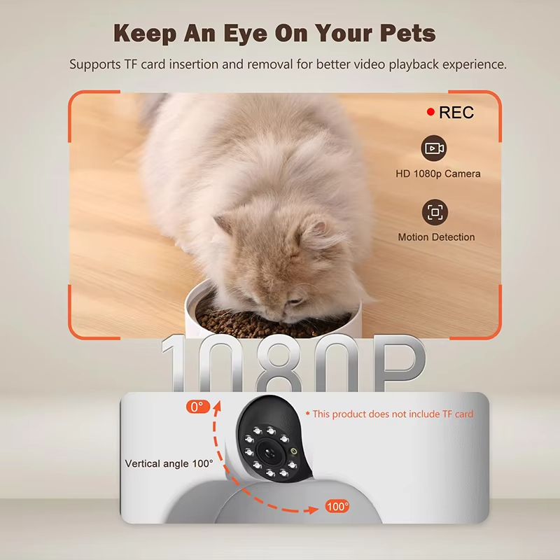 Pet Feeder with Camera, Smart Pet Feeder, Automatic Cat Feeder, WiFi Pet Camera, Remote Pet Feeder, Timed Food Dispenser, Interactive Pet Feeder